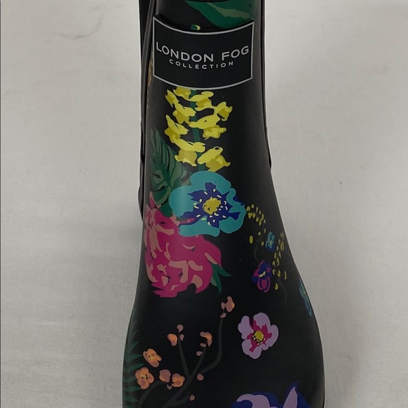 NIB London Fog Blk Floral Short Rain Boots - Picture 7 of 7